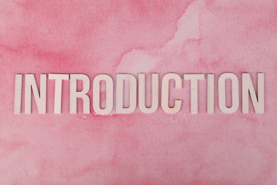 Wooden 'Introduction' text on a pink watercolor background, perfect for presentations.